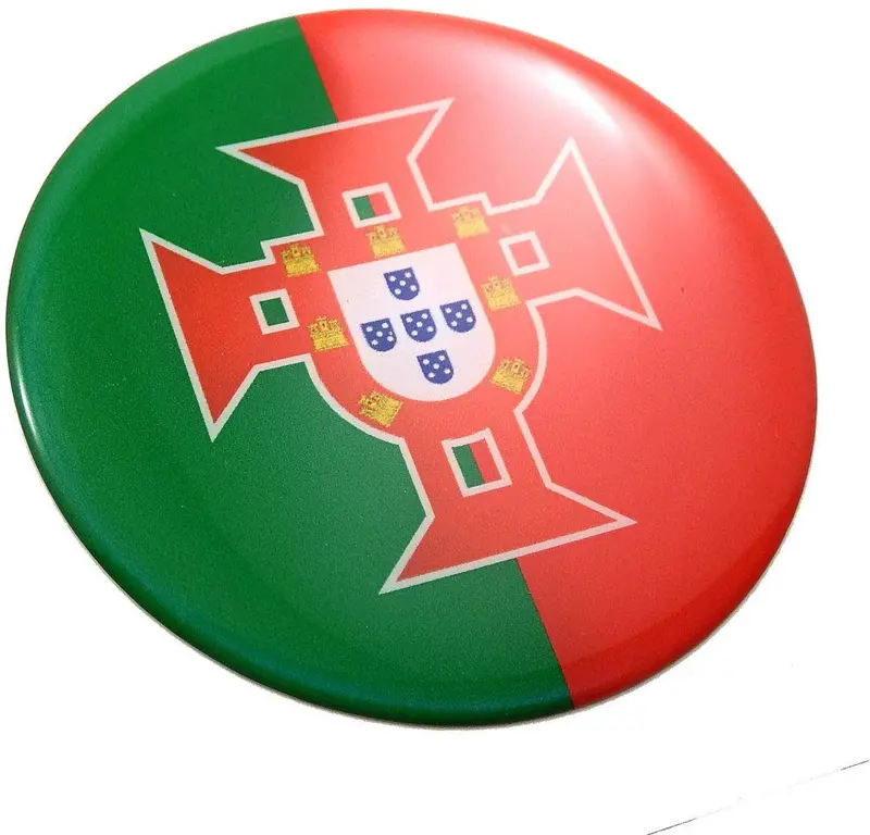 Portugal National Flag Round Domed Chrome Car & Motorcycle Emblem (2.44″)
