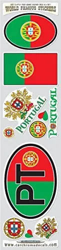 Portuguese Flag Chrome Decals – 9-Piece Vinyl Sticker Set for Auto, Bike and Laptop Customization