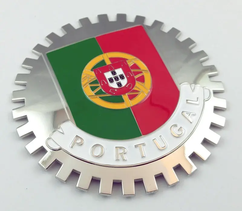 Portuguese Flag Grille Badge – Authentic Metal Emblem for Vehicle Grill Mount