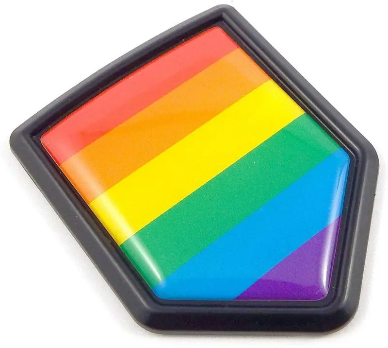 Pride Flag 3D Car & Bike Decal – Black Shield LGBTQ+ Emblem Sticker