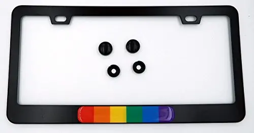Pride Flag License Plate Frame – Matte Black Aluminum Vehicle Holder