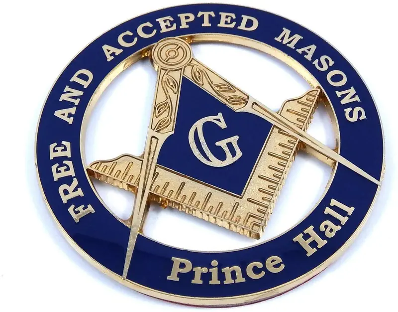 Prince Hall Freemason Chrome Car Decal – 3″ 3D Metal Masonic Emblem (MAS7)