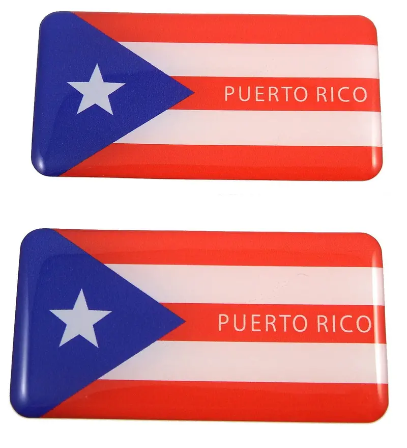 Puerto Rican Flag 3D Domed Decal – Raised Island Symbol Sticker Pack (2 pcs)