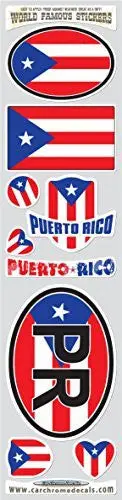 Puerto Rican Flag Chrome Decals – 9-Piece Vinyl Sticker Pack for Bumper, Bike and Device Decoration