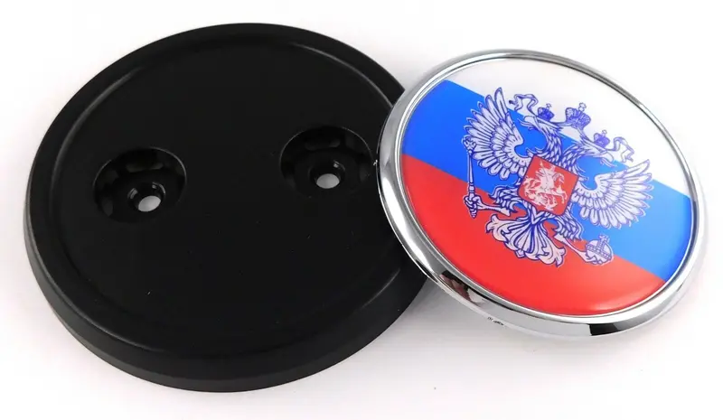 Russian National Flag Round Chrome Grill Badge for Vehicles