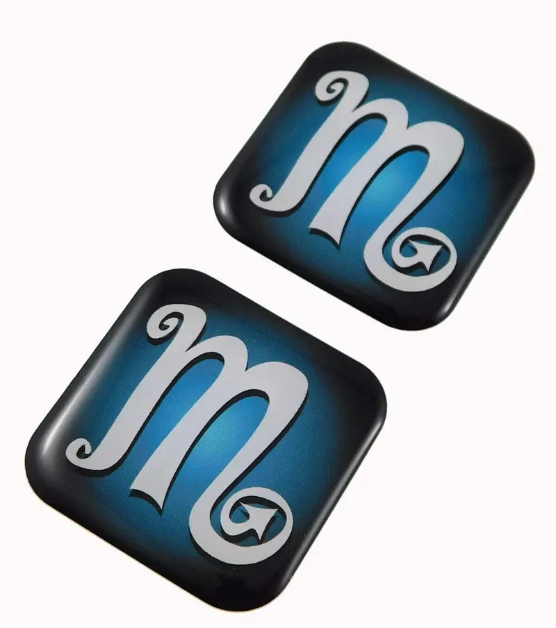 Scorpio Zodiac Decal Sticker – 1.5″ Square Domed Gel Emblem for Cars and Bikes