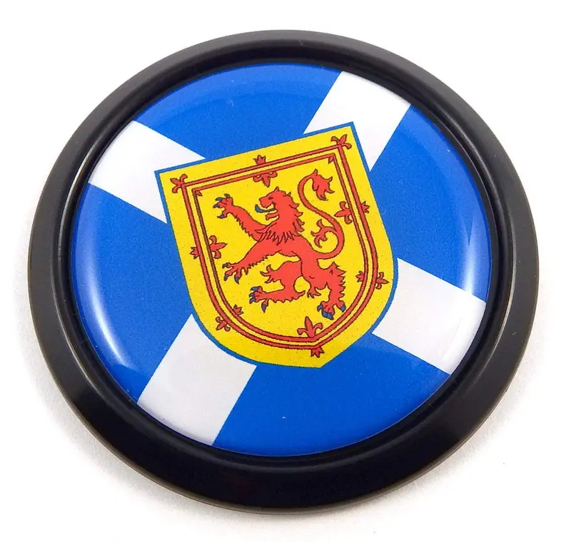 Scotland Flag Decal – 3D Black Round Car Bumper Sticker (1.85″)