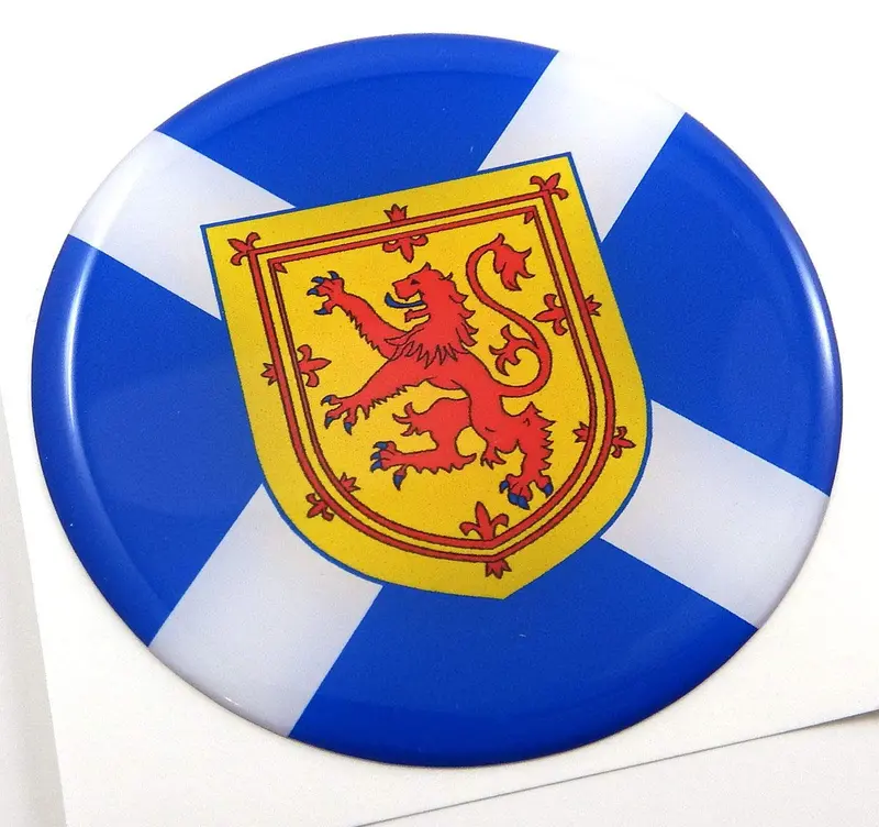 Scotland Saltire Flag Round Domed Chrome Car & Motorcycle Emblem (2.44″)
