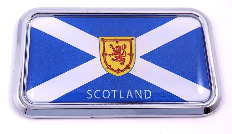 Scottish Saltire Rectangular Chrome 3D Car Decal – Celtic Pride Vehicle Sticker (3″ x 1.75″)