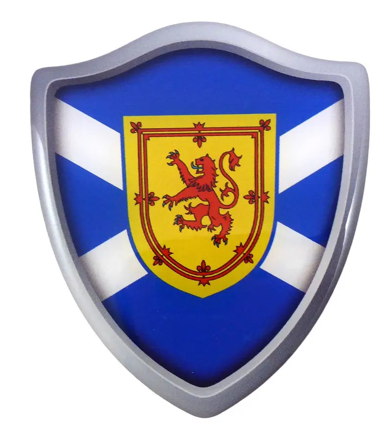 Scottish Saltire Shield Decal – Domed 3D Resin Car Sticker (2.6″ x 3″)