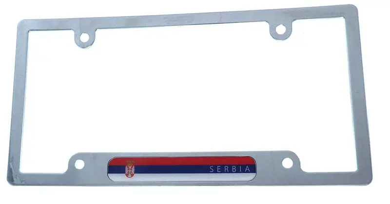 Serbia Flag License Plate Frame – Chrome Plastic Car Tag Cover (Model CP08)