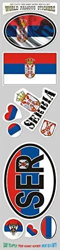 Serbian Flag Chrome Decals – 10-Piece Vinyl Sticker Set with National Symbol for Cars and Accessories