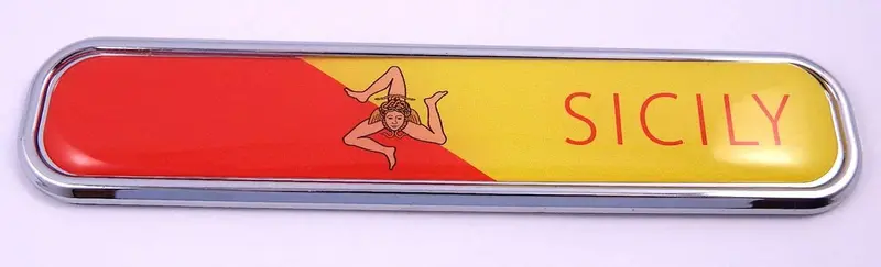 Sicily Regional Flag Chrome 3D Emblem – 5.3″ Auto, Motorcycle & Boat Decal