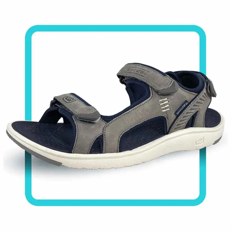 Skuze Cabo 4-Point Adjustable Strap Sandal – Grey & Navy