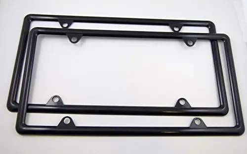 Slimline Black License Plate Frames – Flexible, Durable Chrome-Plated Plastic Set of 2