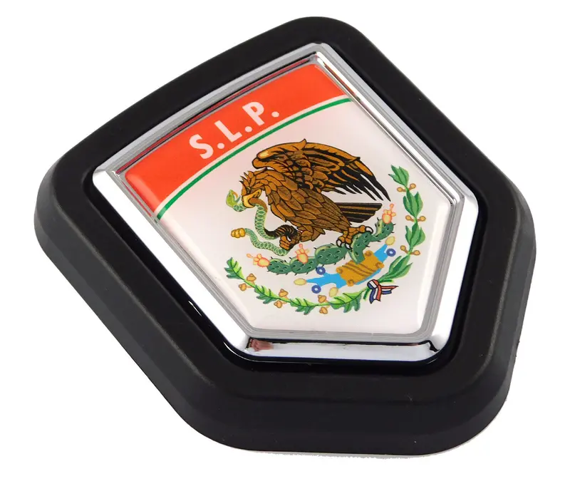 SLP Mexico Flag Grill Badge – Black Shield Emblem with Chrome Grille Mount Design