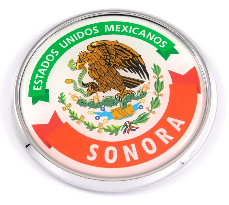Sonora State Chrome Car Emblem – 3D Round Decal, 2.75 Inches