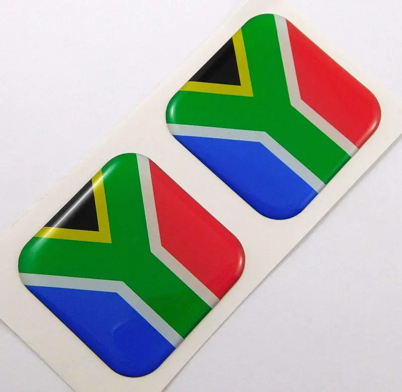 South Africa National Flag Domed Vinyl Decal – 1.5-Inch Square Car Sticker