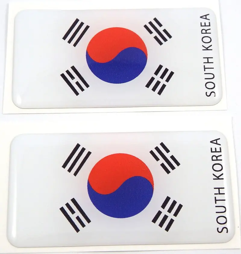 South Korean Flag 3D Domed Decal – Embossed Korea Emblem Sticker Pack (2 pcs)