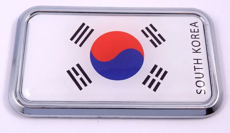South Korean Flag Rectangular Chrome 3D Car Decal – K-Pop & Culture Vehicle Sticker (3″ x 1.75″)