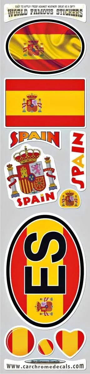 Spain Flag Sticker Pack – 10-Piece Spanish Themed Decals for Cars, Bikes & Laptops