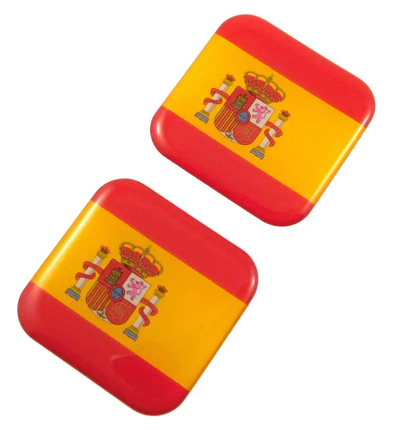 Spain National Flag Domed Vinyl Decal – 1.5-Inch Square Automotive Sticker