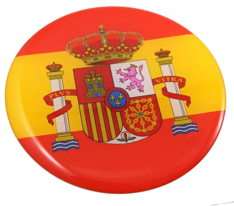 Spain National Flag Round Domed Chrome Car & Bike Decal (2.44″)