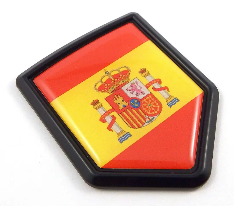 Spanish Flag Black Shield Emblem – National 3D Chrome Car and Bike Decal