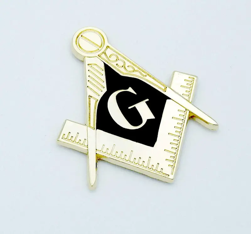 Square & Compass Masonic Chrome Car Decal – Gold/Black Small 3″ Metal Emblem (MAS29-SM)