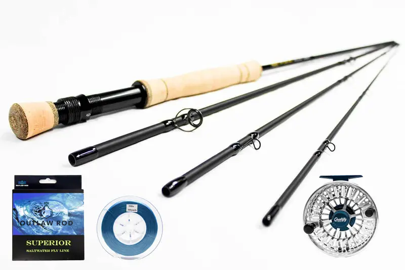 Stealth Edition Saltwater Fly Rod & Reel Combo – 12wt, 9ft + Qualifly Impact Reel