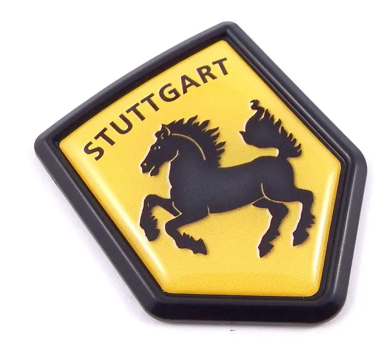 Stuttgart City Flag Black Shield Emblem – German Urban 3D Car Decal