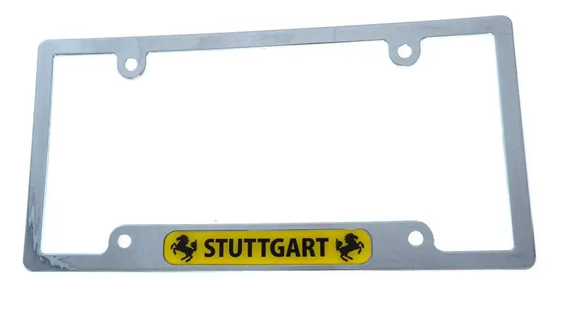 Stuttgart City Flag License Plate Frame – Chrome Plastic Car Tag Holder (Model CP08)