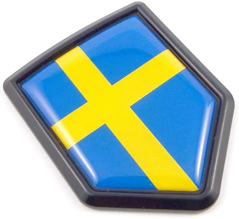 Swedish Black Flag Shield Emblem – 3D Chrome Car and Bike Decal