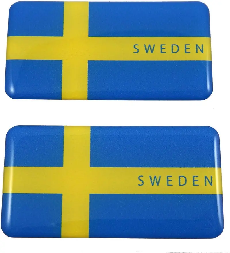 Swedish Flag 3D Domed Decal – Embossed National Symbol Sticker Pack (2 pcs)