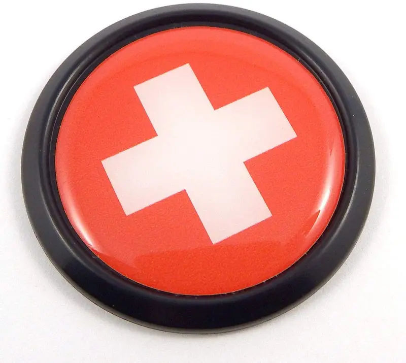 Swiss Flag 3D Round Car Decal – 1.85″ Black Emblem Bumper Sticker