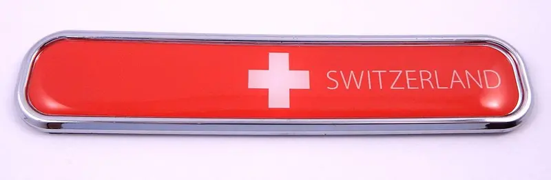 Swiss Flag Chrome 3D Vehicle Emblem – 5.3 Inch Decal for Cars, Bikes & Boats