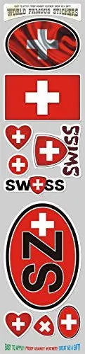 Swiss Flag Chrome Decals – 10-Piece Vinyl Emblem Pack Featuring Switzerland’s Red-White Cross Design