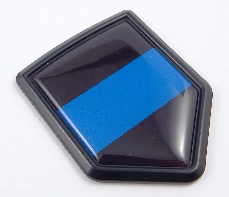 Thin Blue Line Police Flag 3D Decal – Black Shield Automotive Emblem Sticker