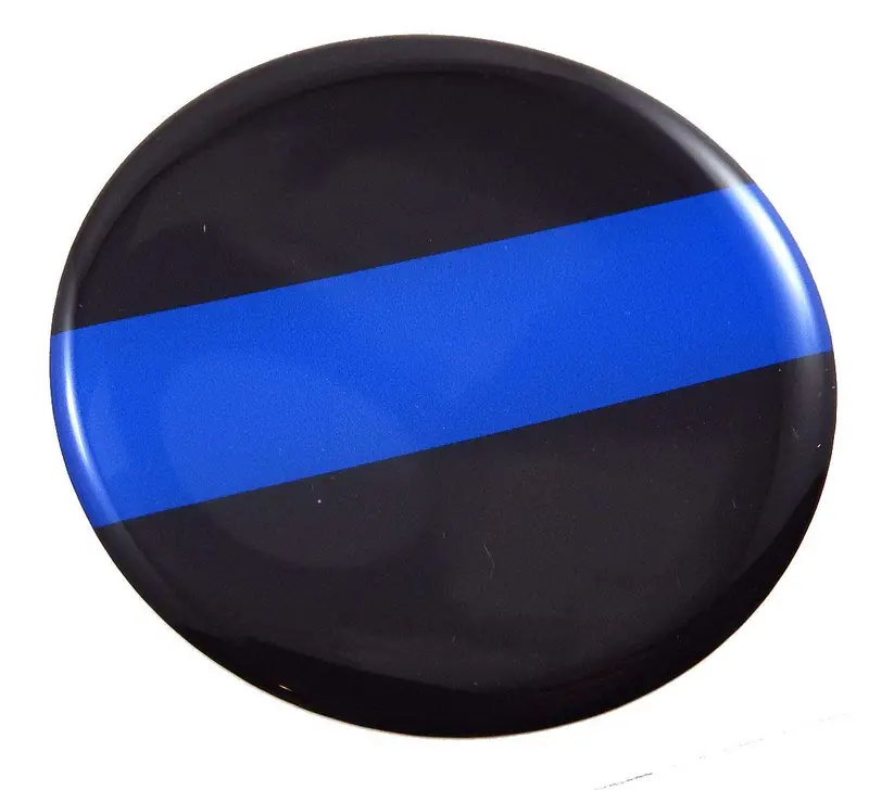 Thin Blue Line Police Support Round Domed Chrome Car Emblem (2.44″)