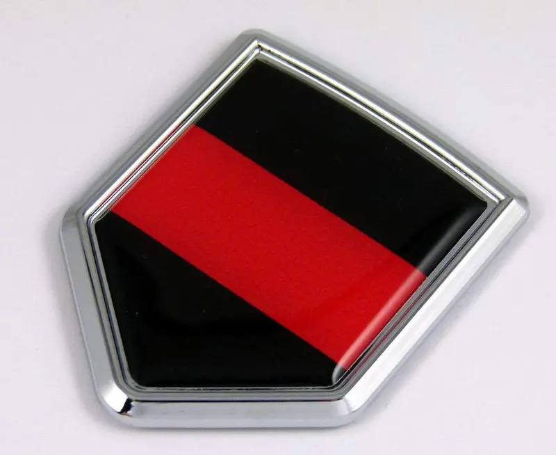 Thin Red Line Firefighter Flag Chrome Emblem – Emergency Services Vehicle Decal