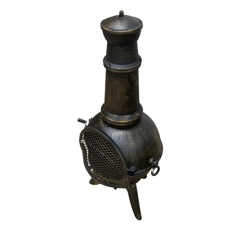Traditional Cast Iron Chiminea for Outdoor Heating and Ambiance