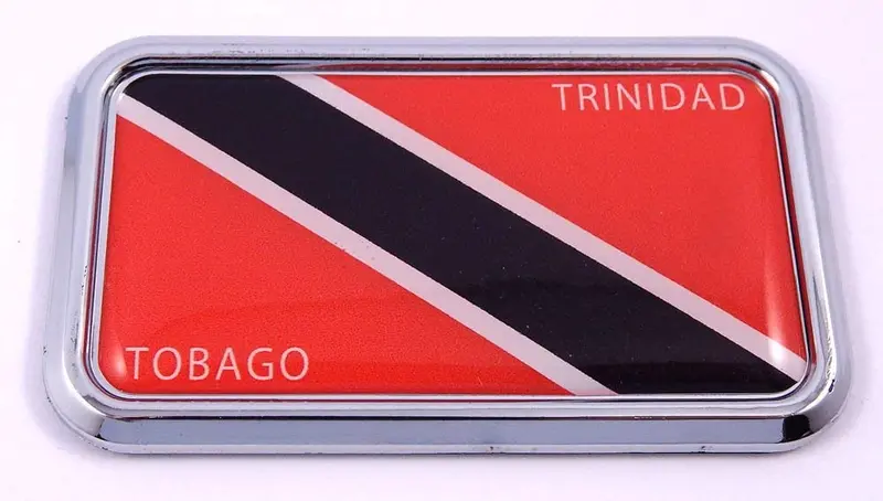 Trinidad and Tobago Flag Rectangular Chrome 3D Car Decal – Island Nation Vehicle Sticker (3″ x 1.75″)