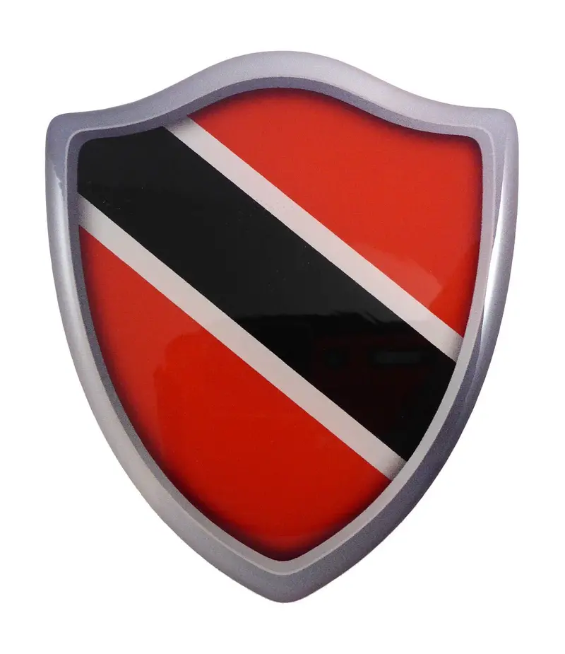 Trinidad and Tobago Flag Shield Decal – Textured Domed Resin Car Sticker (2.6″ x 3″)