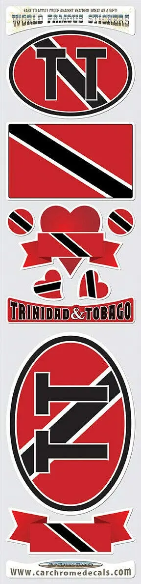 Trinidad and Tobago Flag Sticker Pack – 10-Piece Decal Set for Vehicles & Devices