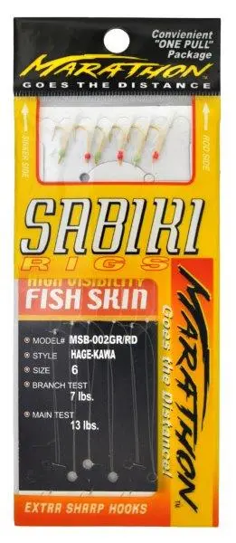 Tsunami Sabiki Rig – Natural Hage Kawa Green/Red Glow Mono