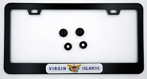 U.S. Virgin Islands License Plate Holder – Sleek Black Aluminum Frame