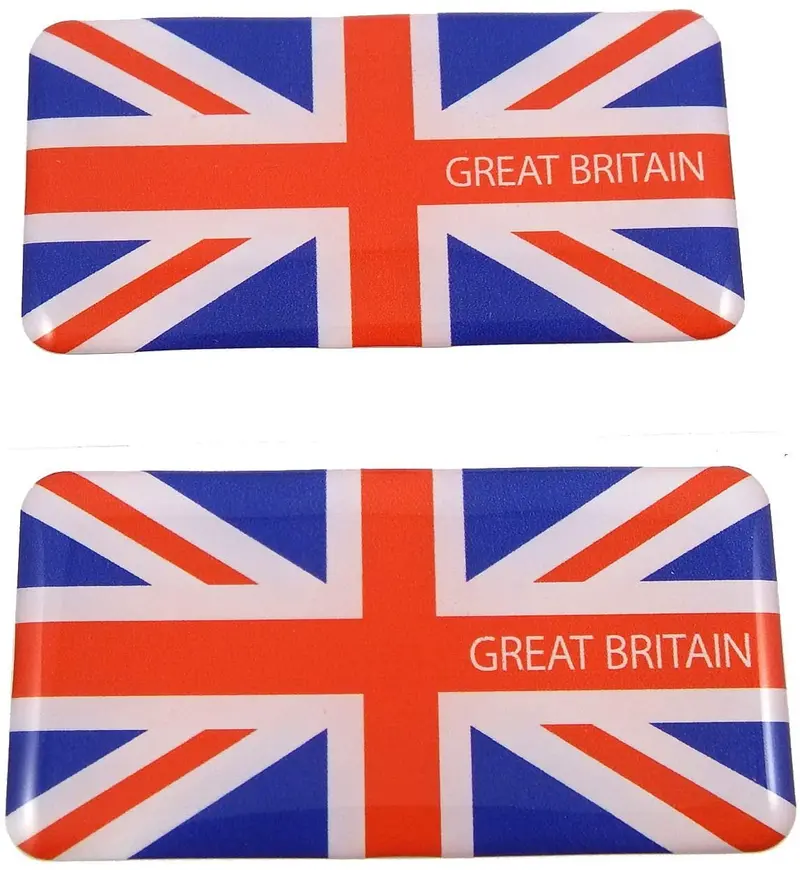 Union Jack Flag 3D Domed Decal Set – British 2.6-Inch Dual-Piece Emblem Sticker