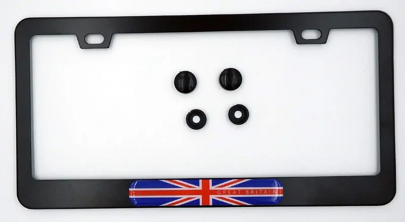 United Kingdom Union Jack License Plate Frame – Durable Black Aluminum