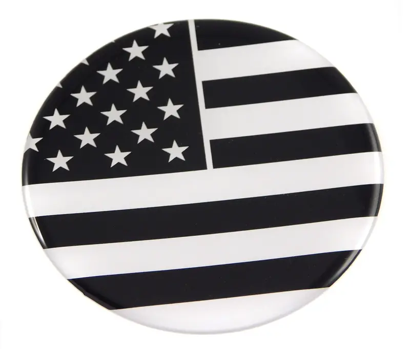 USA Flag Domed Decal – 2.44″ Monochrome Round Sticker for Cars and Bikes