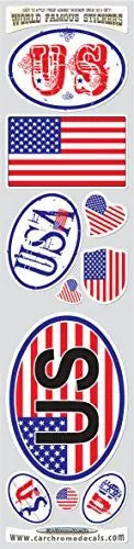 USA Patriotic Chrome Decals – 10-Piece American Flag Sticker Pack for Cars, Bikes, Laptops & More